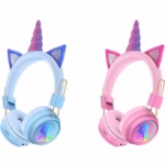 هدفون بلوتوثی بی سیم عروسکی طرح یونیکورن مدل | AH-902A - تصویر 2